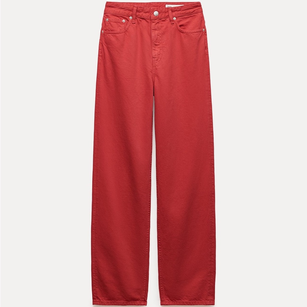 NWT ZARA ZW COLLECTION RED JEANS US 6